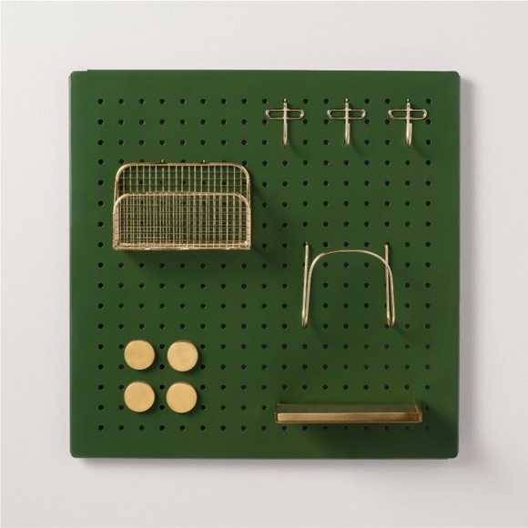 HEARTH & HAND NWT large metal pegboard wall organizer set -gold/green - Picture 1 of 5